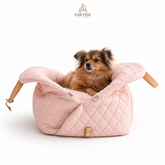 PAWTIER carrier in Blush Pink with a small dog inside