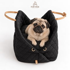 PAWTIER carrier in Black with a dog inside